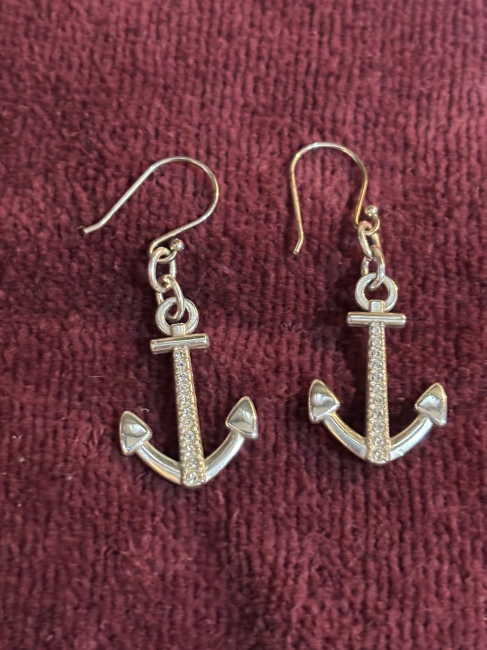 Brighton Silver-Tone Coastline Reversible Anchor Earrings with Crystal Accents